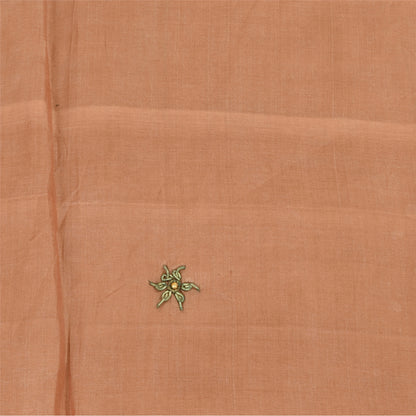 Sanskriti Vintage Light Brown Dupatta Long Stole Pure Silk Hand Beaded Wrap Veil