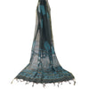 Sanskriti Vintage Black Dupatta Long Stole Pure Silk Hand Beaded Printed Scarves