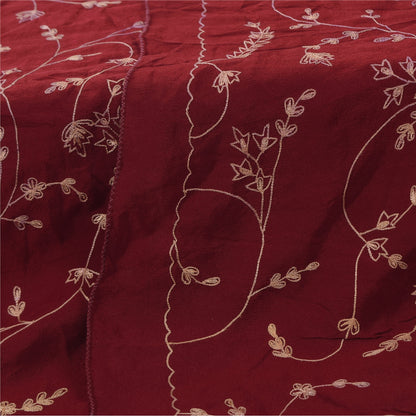 Sanskriti Vintage Red Dupatta Long Stole Pure Crepe Embroidered Premium Scarves