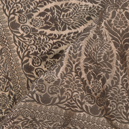 Sanskriti Vintage Brown Dupatta Long Stole Pure Georgette Printed Woven Scarves