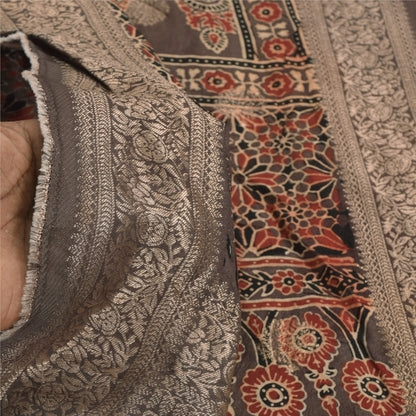 Sanskriti Vintage Brown Dupatta Long Stole Pure Georgette Printed Woven Scarves