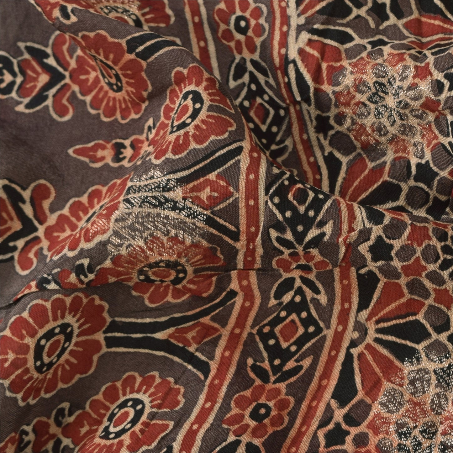 Sanskriti Vintage Brown Dupatta Long Stole Pure Georgette Printed Woven Scarves