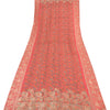 Sanskriti Vintage Salmon Dupatta Long Stole Blend Silk Hand Woven Printed Hijab