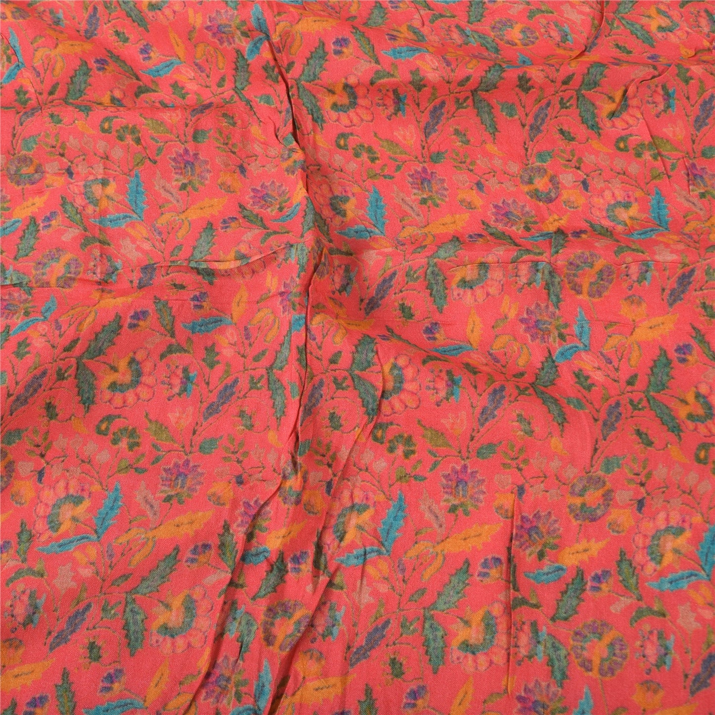Sanskriti Vintage Salmon Dupatta Long Stole Blend Silk Hand Woven Printed Hijab