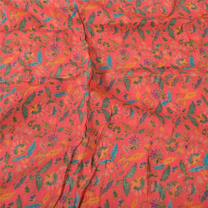 Sanskriti Vintage Salmon Dupatta Long Stole Blend Silk Hand Woven Printed Hijab