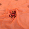 Sanskriti Vintage Orange Dupatta Long Stole Pure Georgette Embroidered Wrap Veil