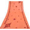 Sanskriti Vintage Orange Dupatta Long Stole Pure Georgette Embroidered Wrap Veil