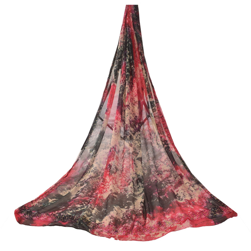 Санскритский винтажный длинный палантин Mutli Dupatta, чистый жоржет, вуаль с вышивкой и галстуком