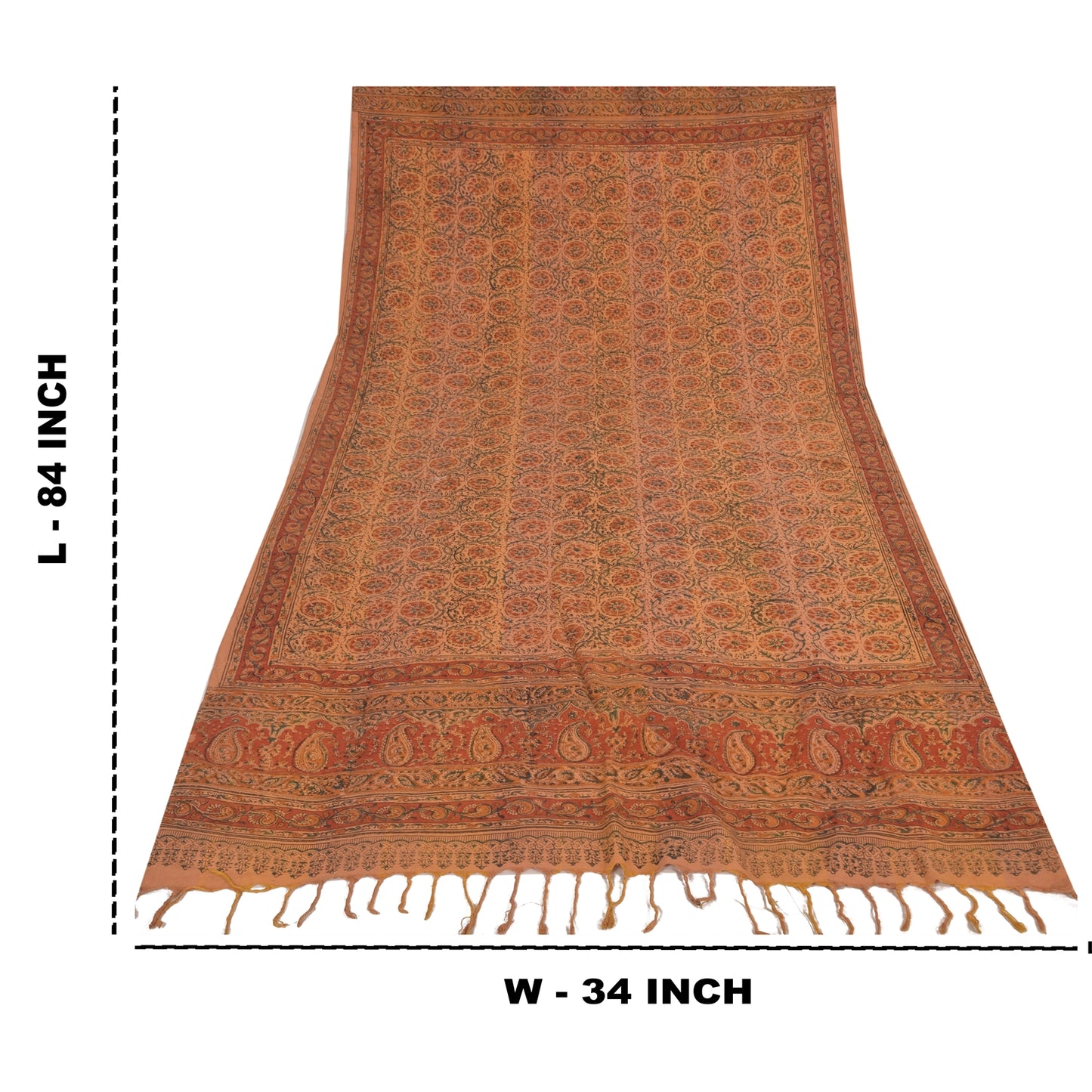 Sanskriti Vintage Brown Dupatta Long Stole Pure Cotton Printed Premium Wrap Veil