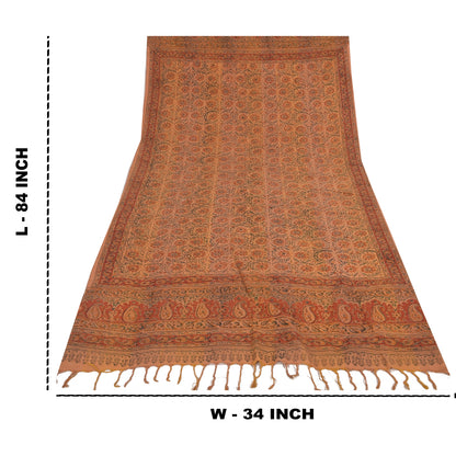 Sanskriti Vintage Brown Dupatta Long Stole Pure Cotton Printed Premium Wrap Veil
