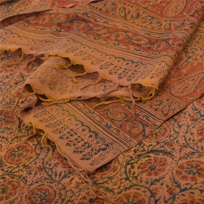 Sanskriti Vintage Brown Dupatta Long Stole Pure Cotton Printed Premium Wrap Veil