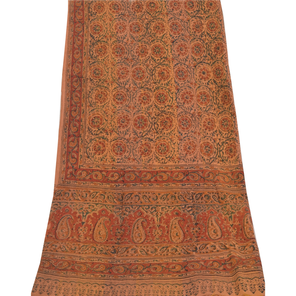 Sanskriti Vintage Brown Dupatta Long Stole Pure Cotton Printed Premium Wrap Veil