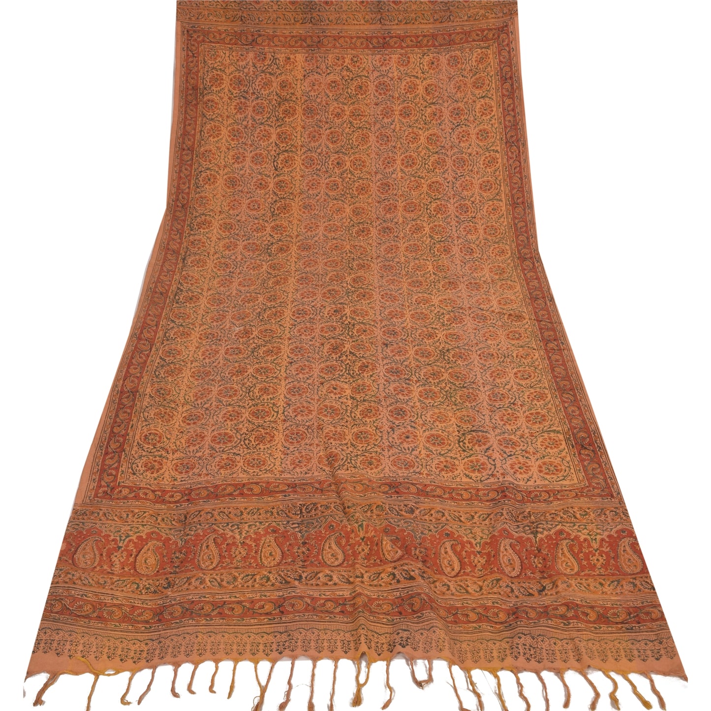 Sanskriti Vintage Brown Dupatta Long Stole Pure Cotton Printed Premium Wrap Veil
