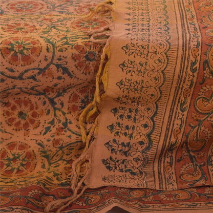 Sanskriti Vintage Brown Dupatta Long Stole Pure Cotton Printed Premium Wrap Veil