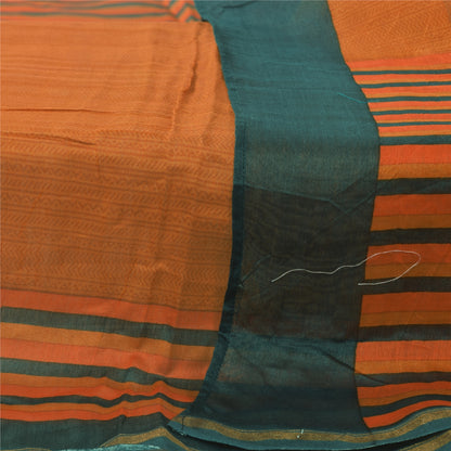 Sanskriti Vintage Long Dupatta/Stole Pure Cotton Orange Printed Scarf Wrap Veil