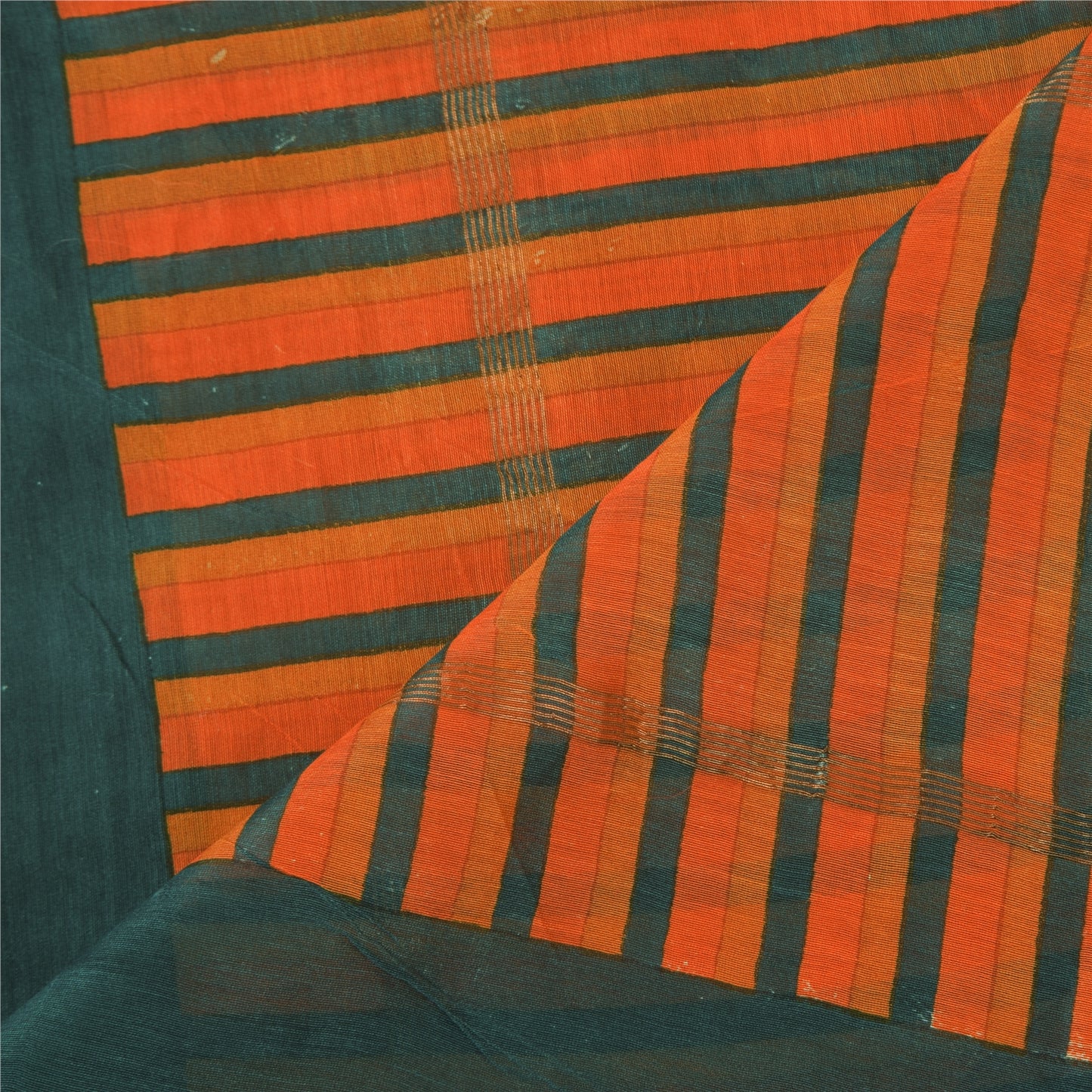 Sanskriti Vintage Long Dupatta/Stole Pure Cotton Orange Printed Scarf Wrap Veil