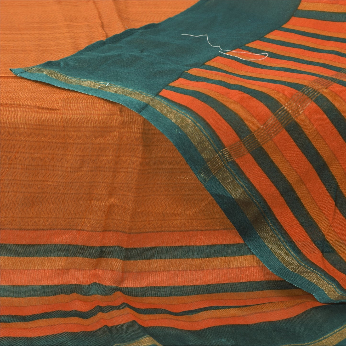 Sanskriti Vintage Long Dupatta/Stole Pure Cotton Orange Printed Scarf Wrap Veil