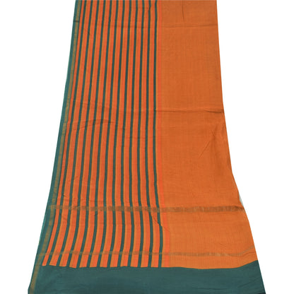 Sanskriti Vintage Long Dupatta/Stole Pure Cotton Orange Printed Scarf Wrap Veil
