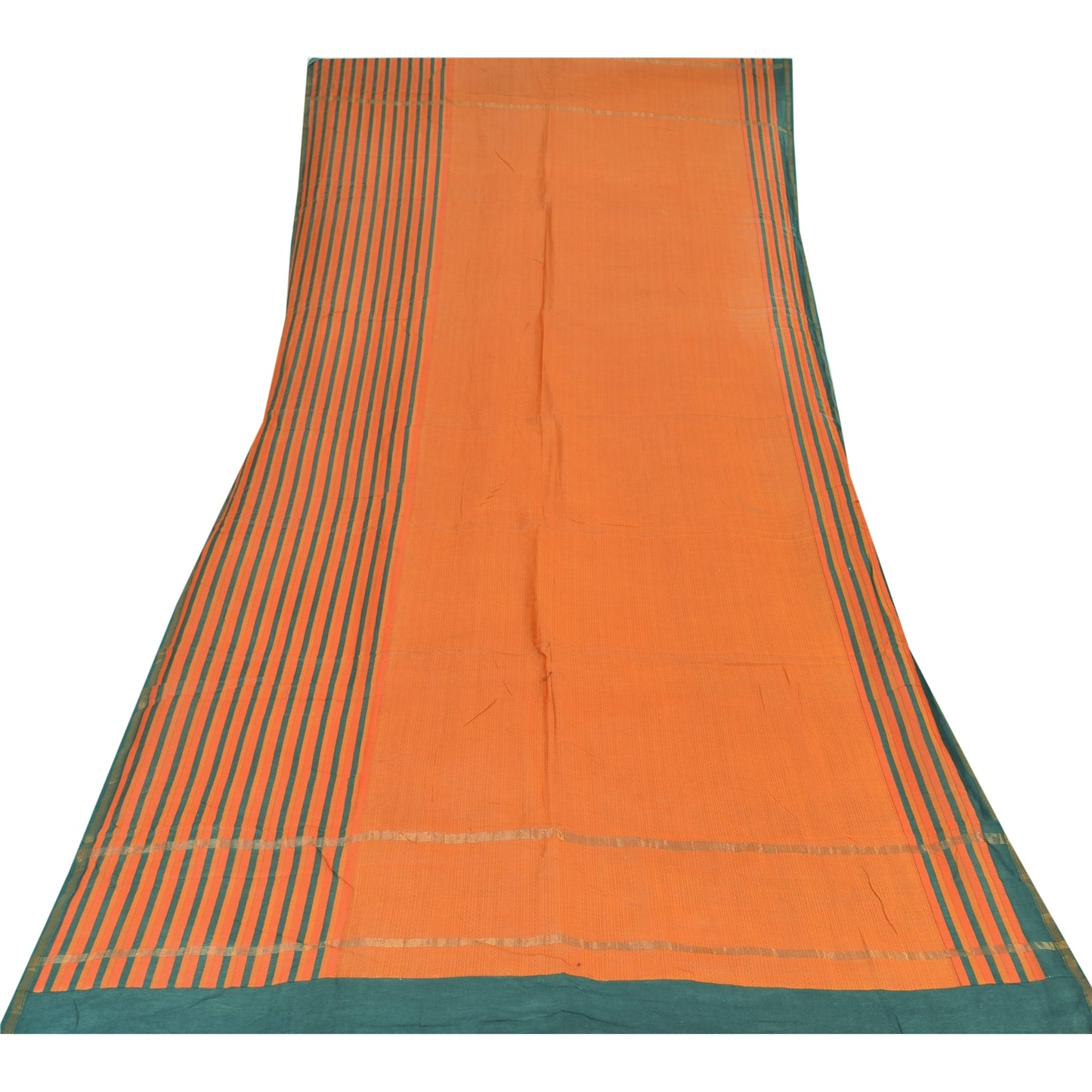 Sanskriti Vintage Long Dupatta/Stole Pure Cotton Orange Printed Scarf Wrap Veil