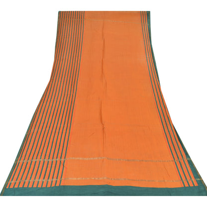 Sanskriti Vintage Long Dupatta/Stole Pure Cotton Orange Printed Scarf Wrap Veil