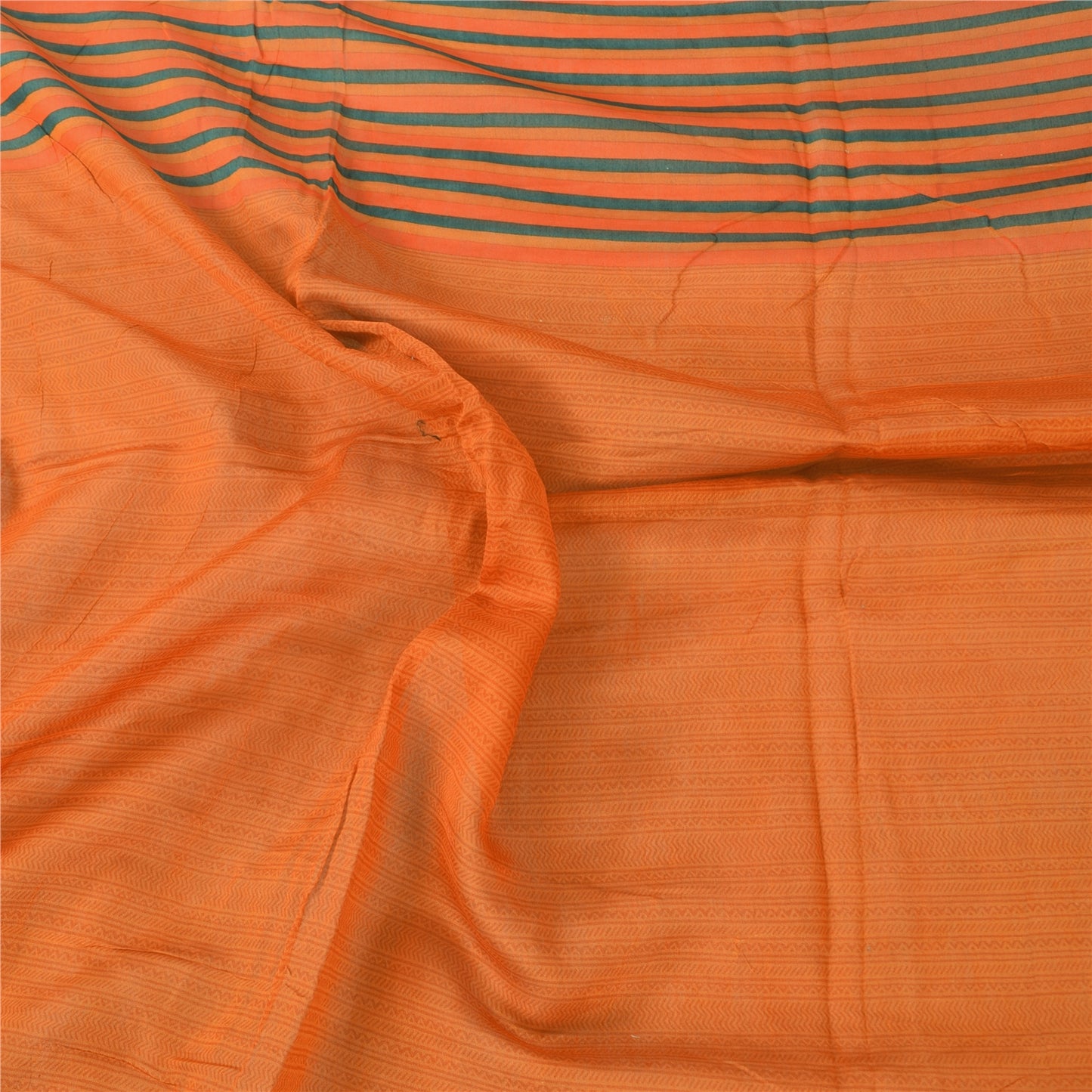 Sanskriti Vintage Long Dupatta/Stole Pure Cotton Orange Printed Scarf Wrap Veil