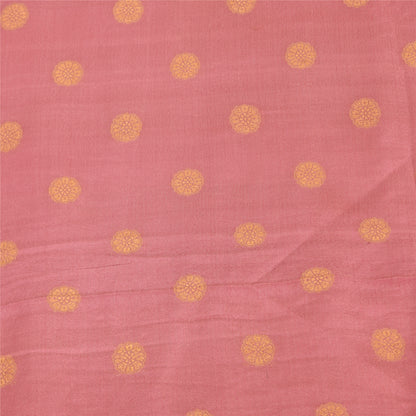 Sanskriti Vintage Long Dupatta/Stole Pure Silk Pink Golden Woven Scarf Wrap Veil