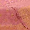 Sanskriti Vintage Long Dupatta/Stole Pure Silk Pink Golden Woven Scarf Wrap Veil