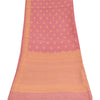 Sanskriti Vintage Long Dupatta/Stole Pure Silk Pink Golden Woven Scarf Wrap Veil