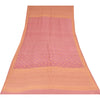 Sanskriti Vintage Long Dupatta/Stole Pure Silk Pink Golden Woven Scarf Wrap Veil