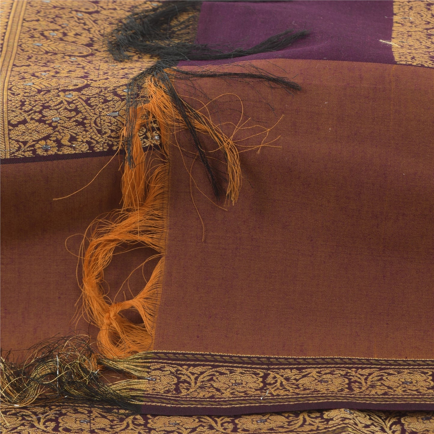 Санскрити Винтаж Длинный Дупатта/Палантат Искусственный Шелк Коричневый Тканый Шарф Вуаль