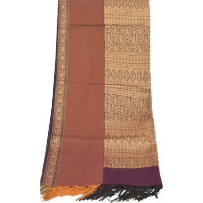 Санскрити Винтаж Длинный Дупатта/Палантат Искусственный Шелк Коричневый Тканый Шарф Вуаль