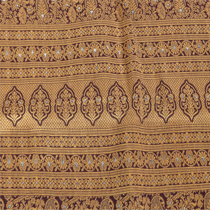 Санскрити Винтаж Длинный Дупатта/Палантат Искусственный Шелк Коричневый Тканый Шарф Вуаль