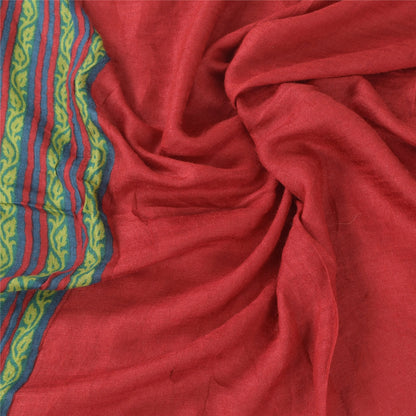 Sanskriti Vintage Rød Dupatta Lang Stola Ren Bomuld Trykt Vævet Premium Slør