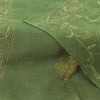 Sanskriti Vintage Green Dupatta Long Stole Pure Cotton Hand Embroidered Scarves