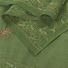 Sanskriti Vintage Green Dupatta Long Stole Pure Cotton Hand Embroidered Scarves