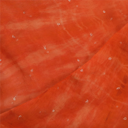 Sanskriti Vintage Orange Dupatta Long Stole Pure Chiffon Hand Embroidered Hijab