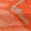 Sanskriti Vintage Orange Dupatta Long Stole Pure Chiffon Hand Embroidered Hijab