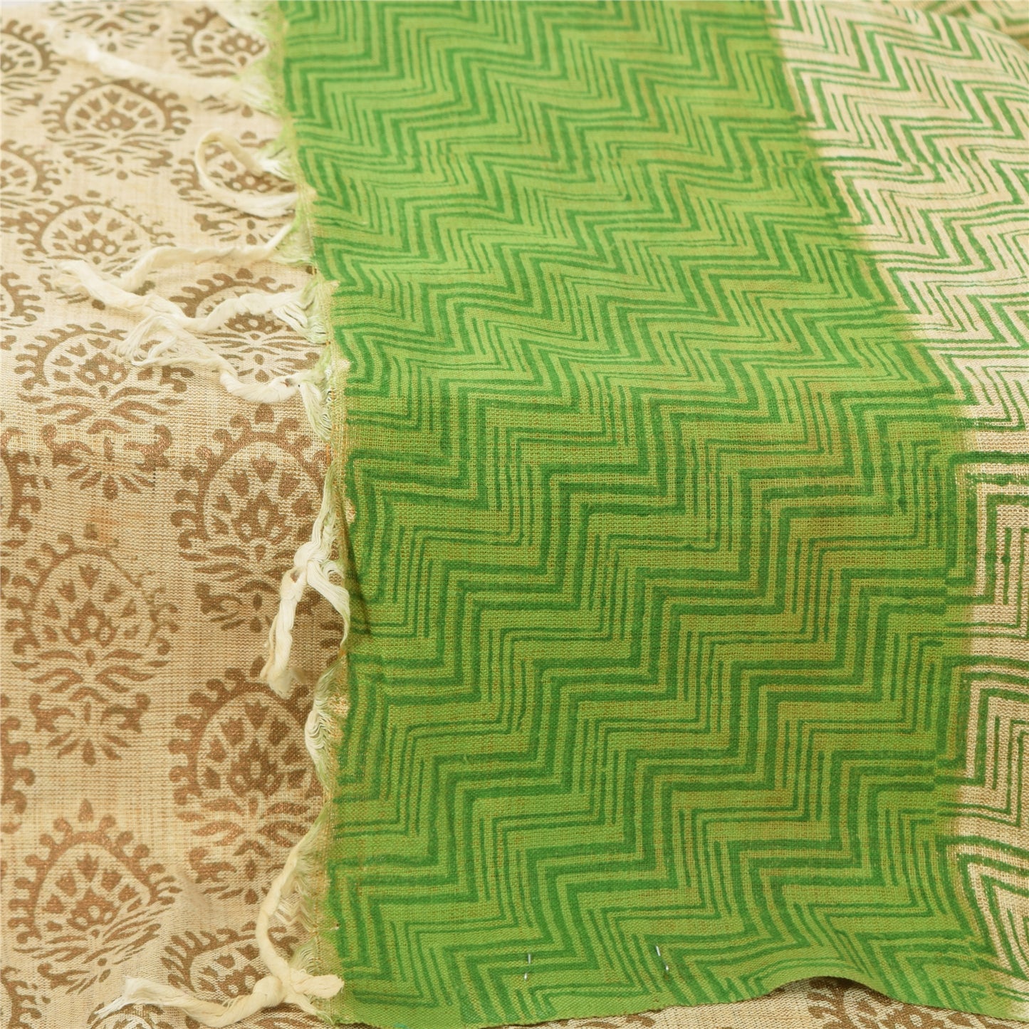 Sanskriti Vintage Cream Dupatta Long Stole Pure Cotton Woven Premium Wrap Hijab