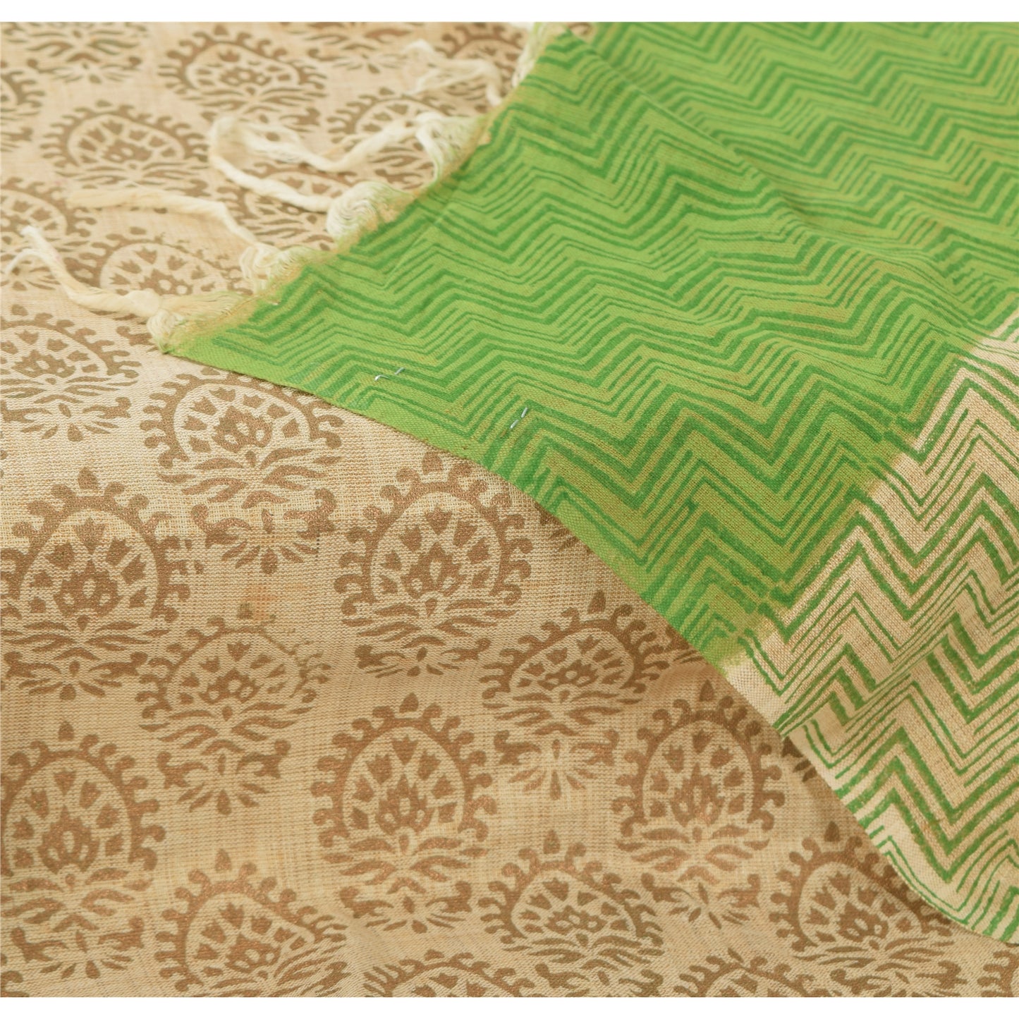 Sanskriti Vintage Cream Dupatta Long Stole Pure Cotton Woven Premium Wrap Hijab