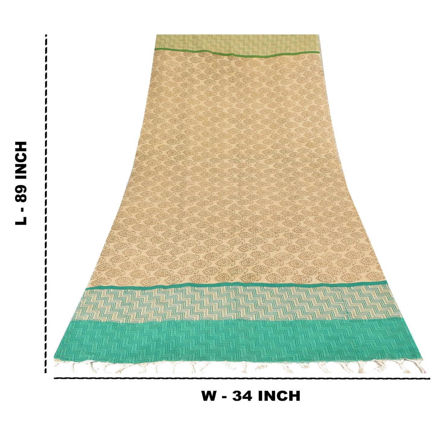 Sanskriti Vintage Cream Dupatta Long Stole Pure Cotton Woven Premium Wrap Hijab