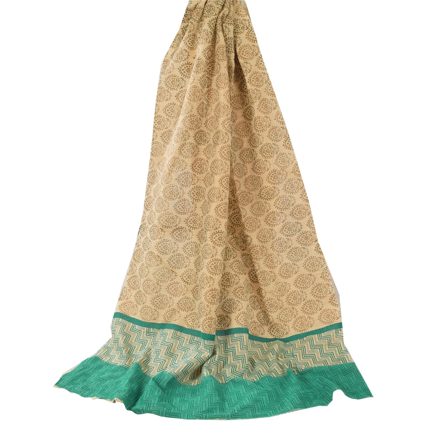 Sanskriti Vintage Cream Dupatta Long Stole Pure Cotton Woven Premium Wrap Hijab
