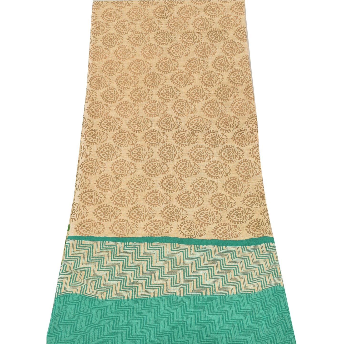 Sanskriti Vintage Cream Dupatta Long Stole Pure Cotton Woven Premium Wrap Hijab