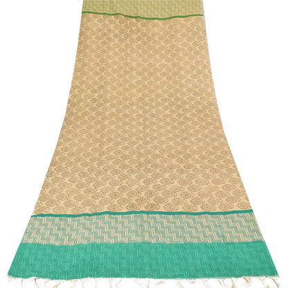 Sanskriti Vintage Cream Dupatta Long Stole Pure Cotton Woven Premium Wrap Hijab