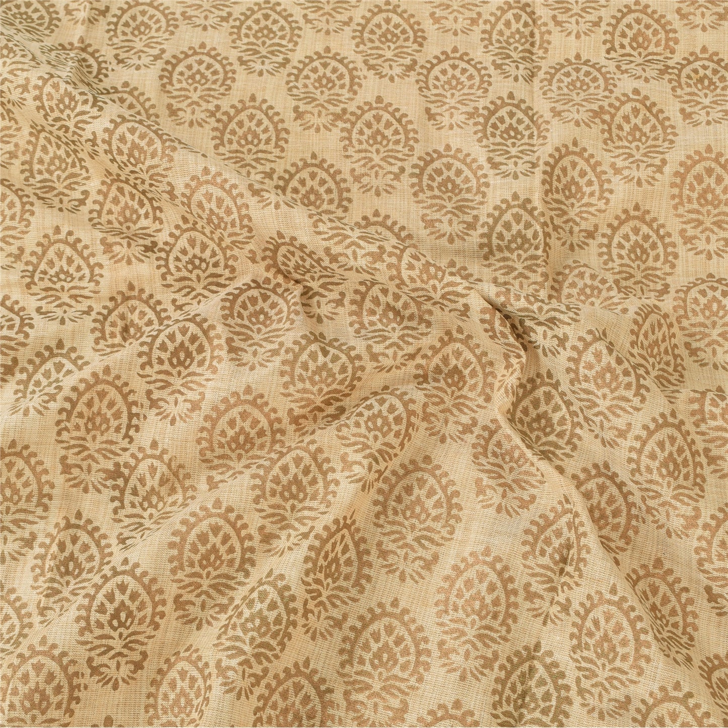 Sanskriti Vintage Cream Dupatta Long Stole Pure Cotton Woven Premium Wrap Hijab