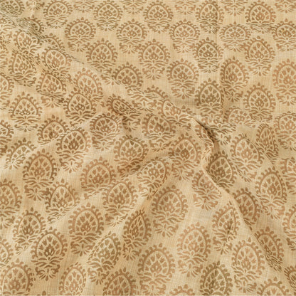 Sanskriti Vintage Cream Dupatta Long Stole Pure Cotton Woven Premium Wrap Hijab