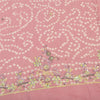 Sanskriti Vintage Mauve Dupatta Long Stole Pure Crepe Hand Beaded Bandhani Veil