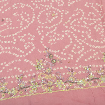 Sanskriti Vintage Mauve Dupatta Long Stole Pure Crepe Hand Beaded Bandhani Veil