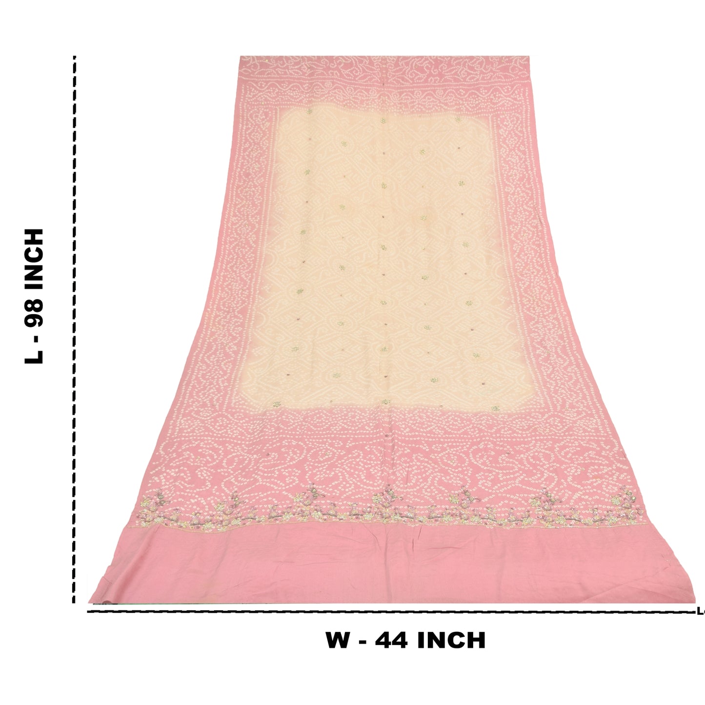 Sanskriti Vintage Mauve Dupatta Long Stole Pure Crepe Hand Beaded Bandhani Veil