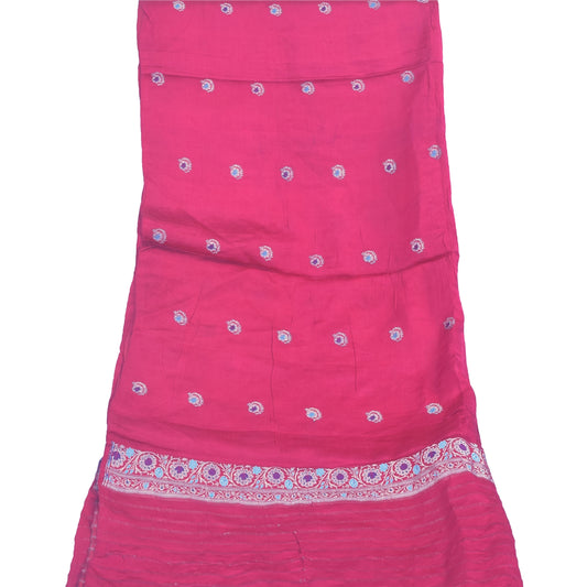 Sanskriti Vintage Fuchsia Dupatta Long Stole Pure Silk Woven Premium Wrap Hijab