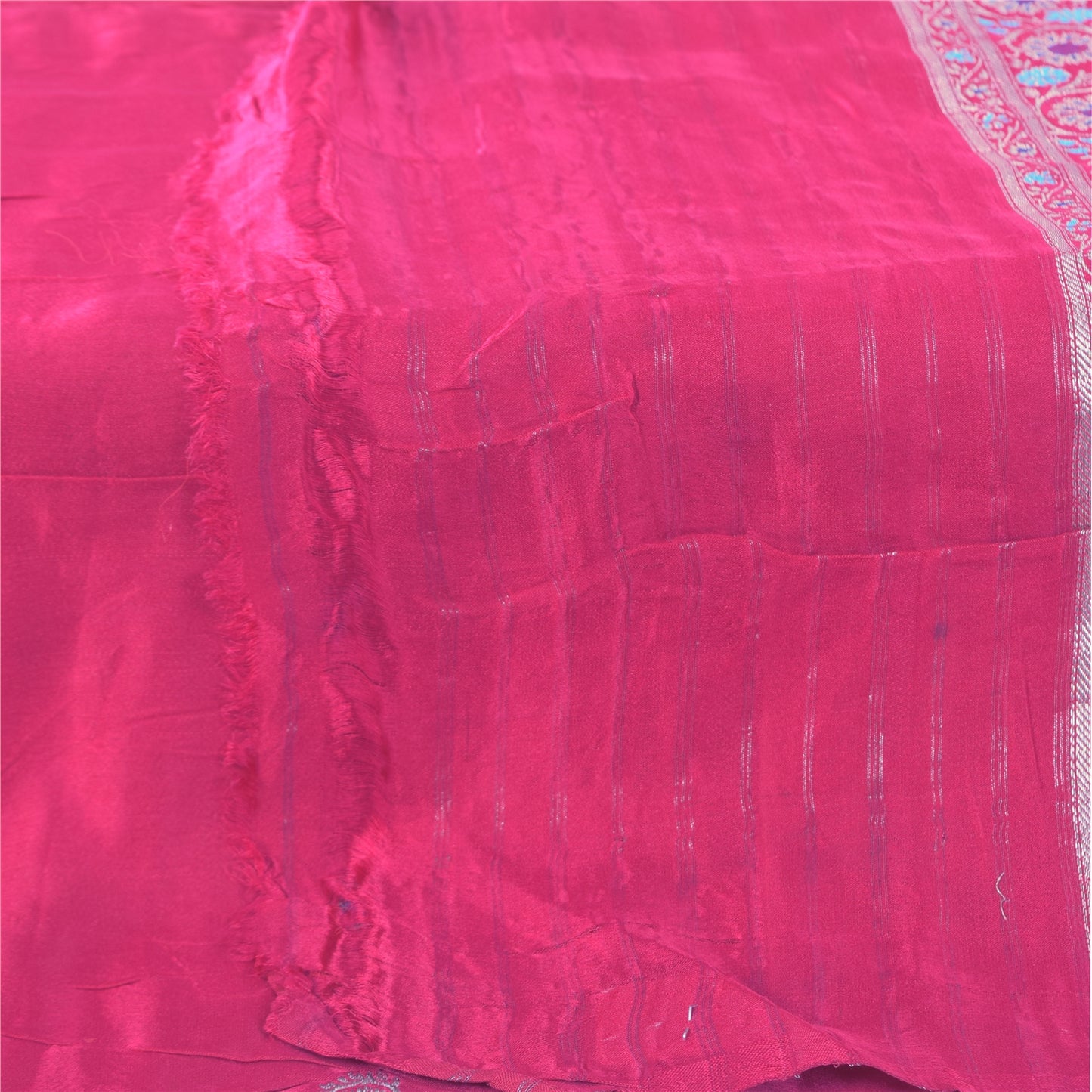 Sanskriti Vintage Fuchsia Dupatta Long Stole Pure Silk Woven Premium Wrap Hijab
